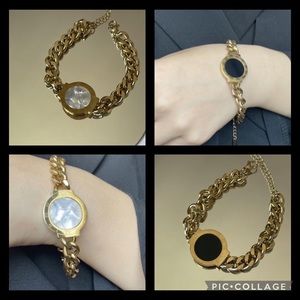 NEW! Reversible Bracelet. Black/White. Titanium Steel.